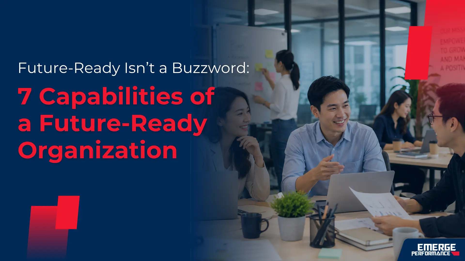 Future-ready organisation capability loop showing sense, decide, adapt, and learn and renew.