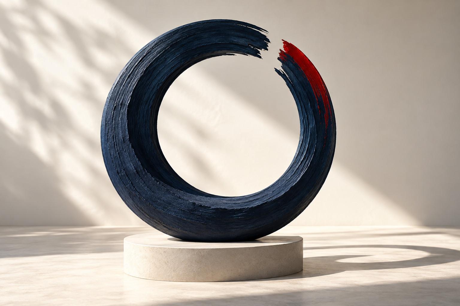 Open navy Enso sculpture representing the Enso Coaching Model