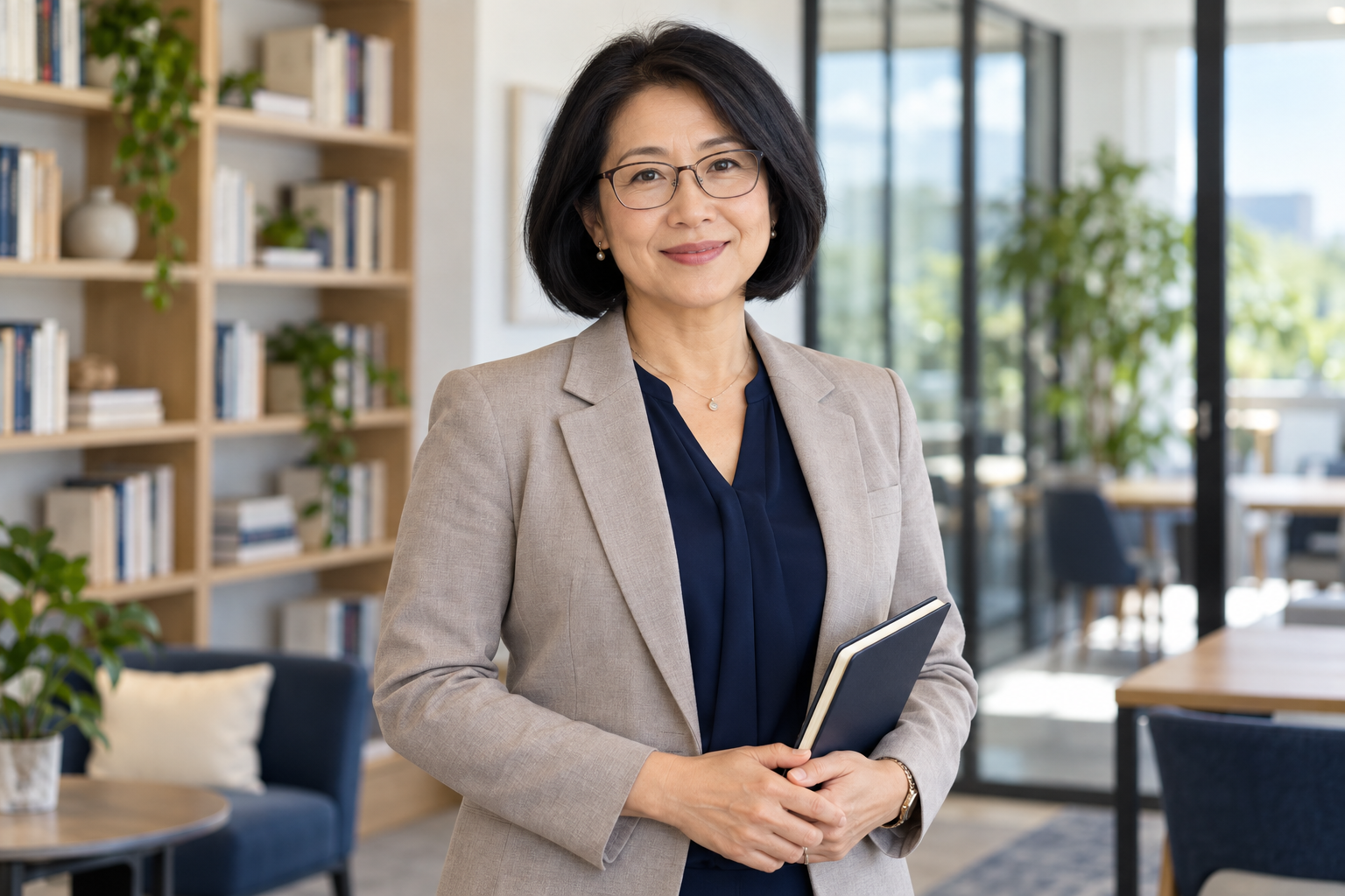 Experienced HR leader in a modern office